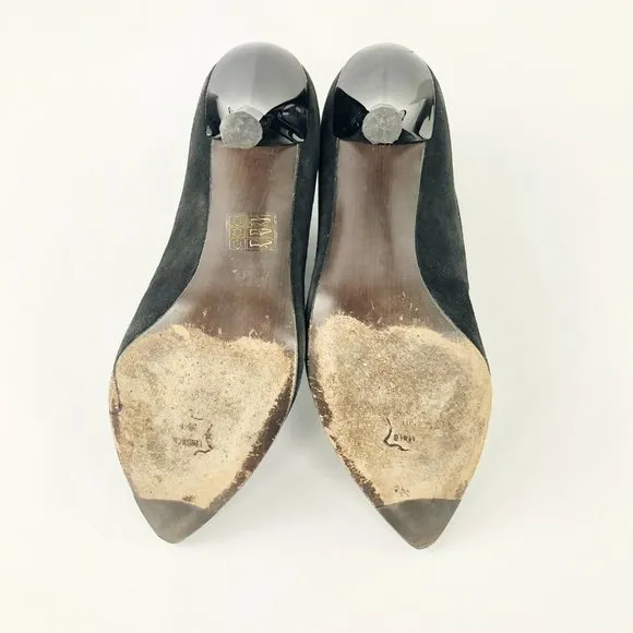 Stuart Weitzman 7 Black Suede Split Front Bootie V