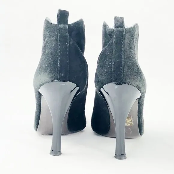 Stuart Weitzman 7 Black Suede Split Front Bootie V
