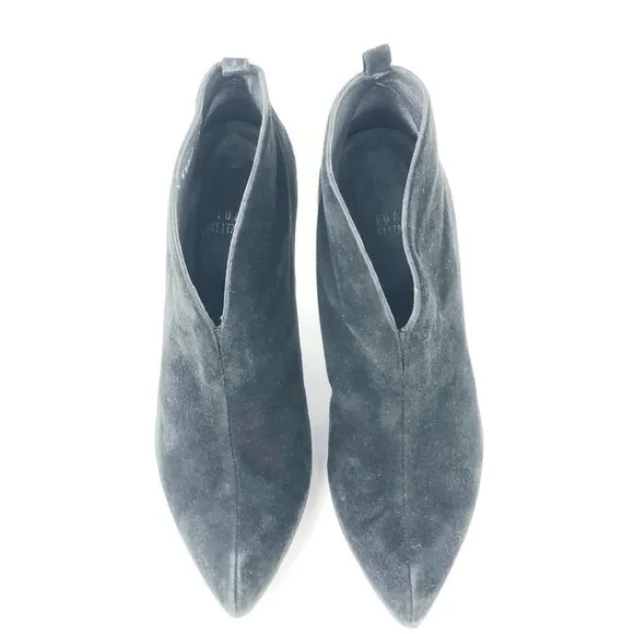 Stuart Weitzman 7 Black Suede Split Front Bootie V