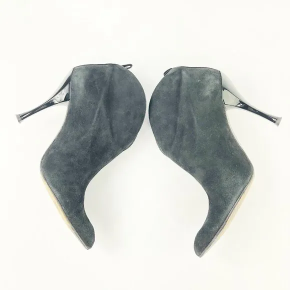Stuart Weitzman 7 Black Suede Split Front Bootie V