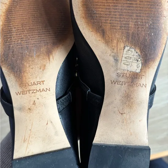 Stuart Weitzman Black Flats with Pearl Embellishments