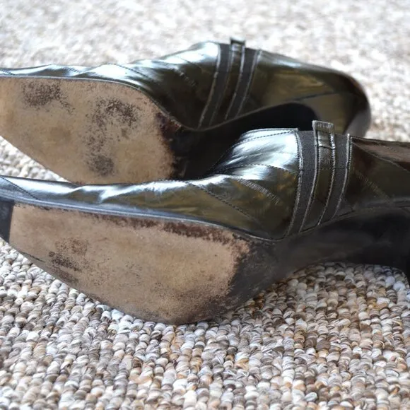 Stuart Weitzman Black Heeled Designer Shootie, Pointed Toes, Leather, Size 7 1/2