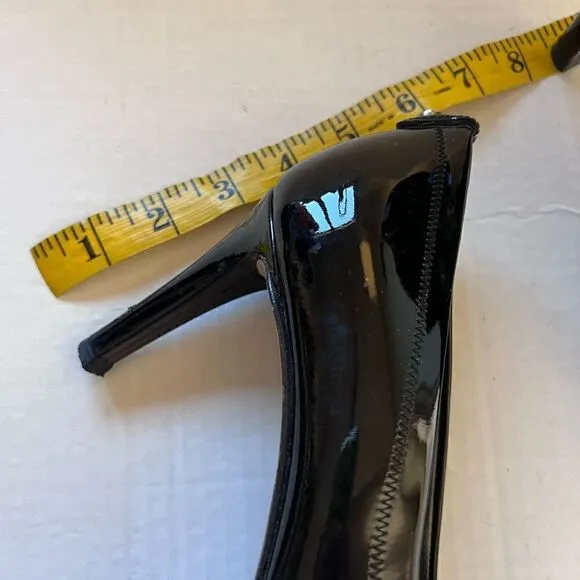 Stuart Weitzman Black Patent Peep Toe Heel size 9