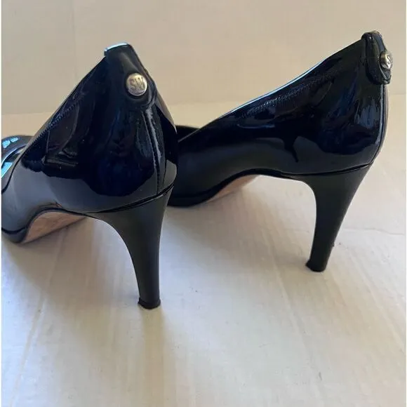 Stuart Weitzman Black Patent Peep Toe Heel size 9