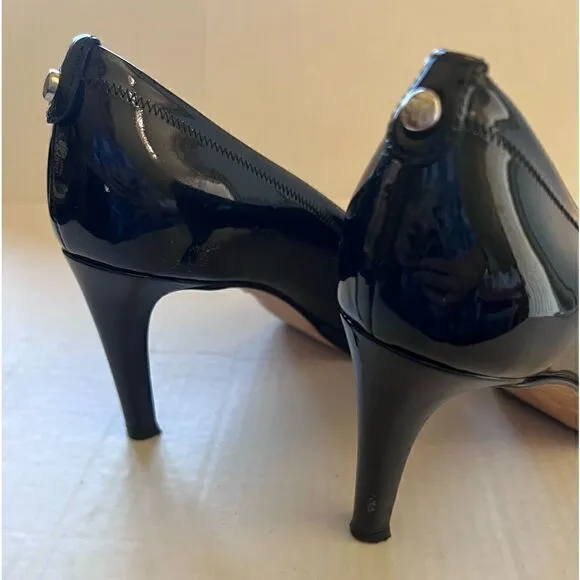 Stuart Weitzman Black Patent Peep Toe Heel size 9
