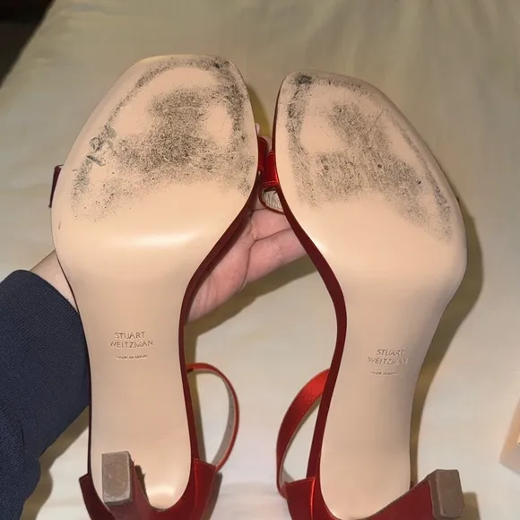 Stuart Weitzman Elegant Red Satin Heels