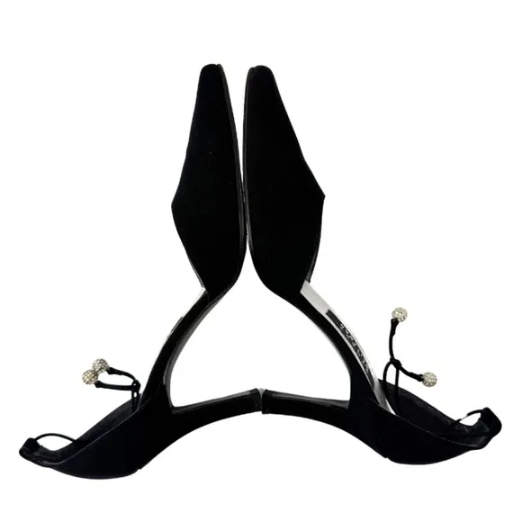Stuart Weitzman Jezebella Women's Black Rhinestone Ball Tie Formal Shoe Size 7.5