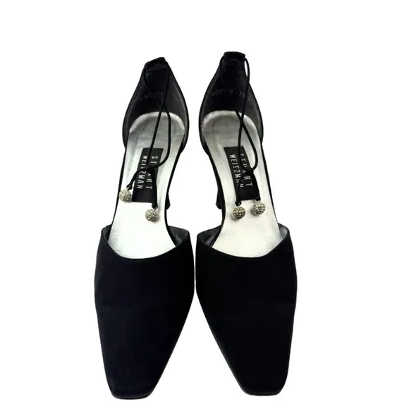 Stuart Weitzman Jezebella Women's Black Rhinestone Ball Tie Formal Shoe Size 7.5
