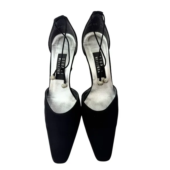 Stuart Weitzman Jezebella Women's Black Rhinestone Ball Tie Formal Shoe Size 7.5