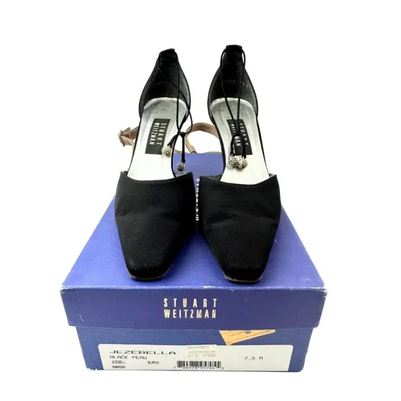 Stuart Weitzman Jezebella Women's Black Rhinestone Ball Tie Formal Shoe Size 7.5