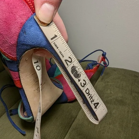 Stuart Weitzman Legwrap Song Colorblock Suede Heels sandals