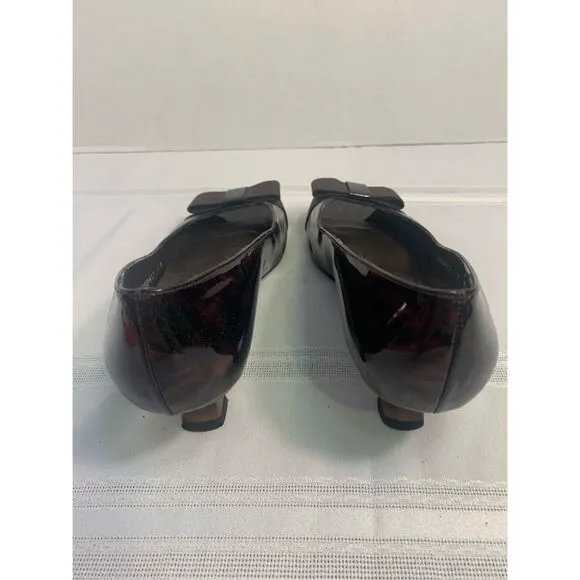 STUART WEITZMAN LOW HEEL WOMENS PEEP TOE OPEN TOE BROWN TORTOISE ITALIAN LEATHER