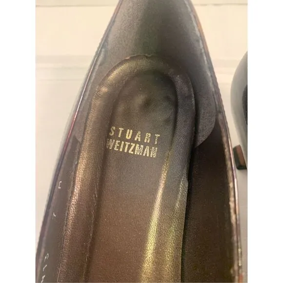 STUART WEITZMAN LOW HEEL WOMENS PEEP TOE OPEN TOE BROWN TORTOISE ITALIAN LEATHER