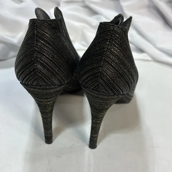 STUART WEITZMAN metallic Black/Gold Stiletto Ankle Boots Booties boots 81/2