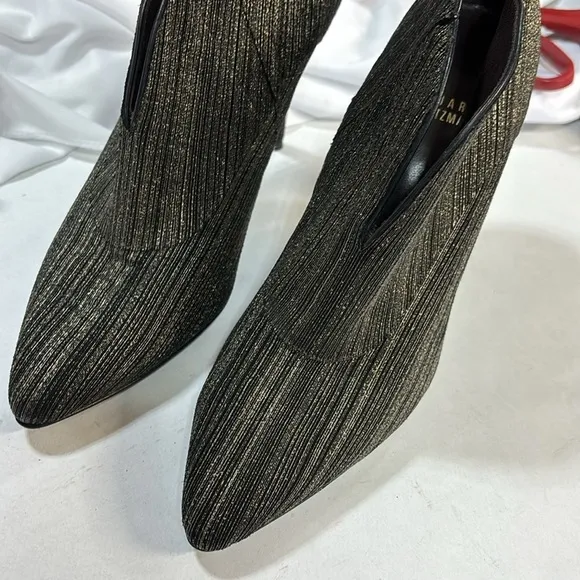 STUART WEITZMAN metallic Black/Gold Stiletto Ankle Boots Booties boots 81/2