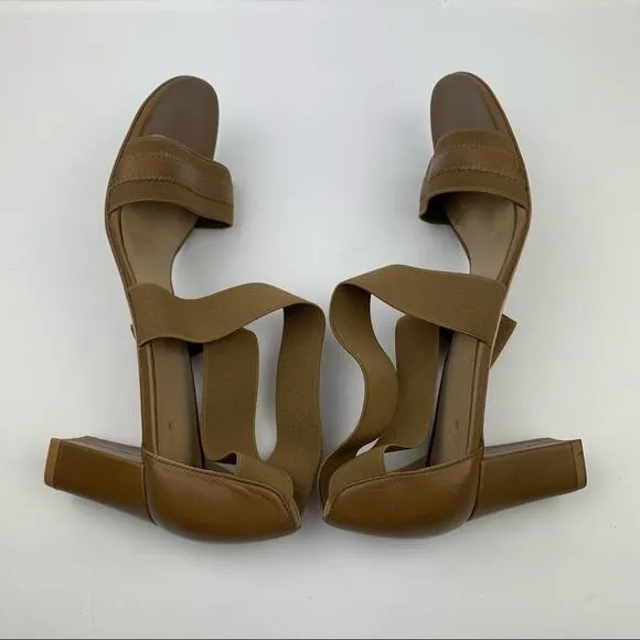 Stuart Weitzman Midexter Stretch Strappy Block Heel Sandals Brown
