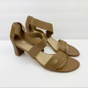 Stuart Weitzman Midexter Stretch Strappy Block Heel Sandals Brown