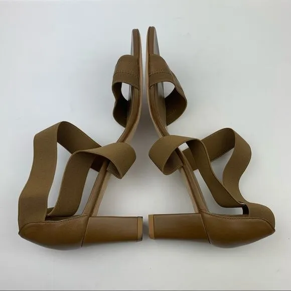 Stuart Weitzman Midexter Stretch Strappy Block Heel Sandals Brown