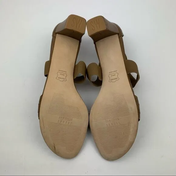 Stuart Weitzman Midexter Stretch Strappy Block Heel Sandals Brown
