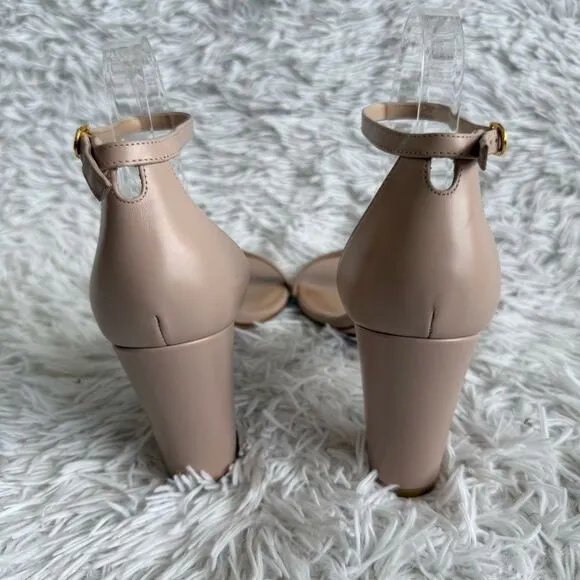 Stuart Weitzman Nearlynude 90mm Nude Strappy Leather Sandals Size 12
