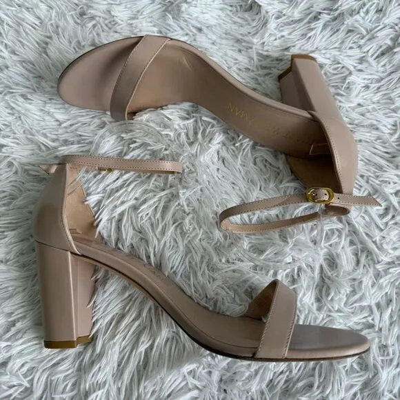 Stuart Weitzman Nearlynude 90mm Nude Strappy Leather Sandals Size 12