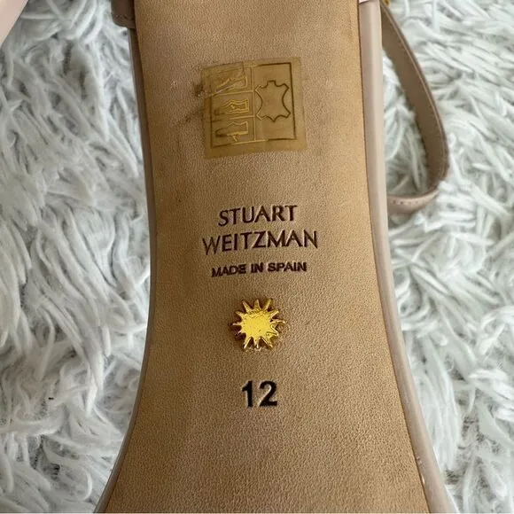 Stuart Weitzman Nearlynude 90mm Nude Strappy Leather Sandals Size 12