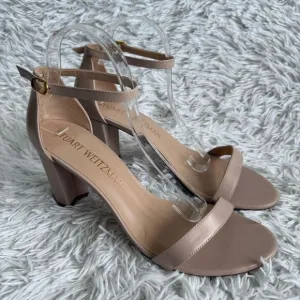 Stuart Weitzman Nearlynude 90mm Nude Strappy Leather Sandals Size 12