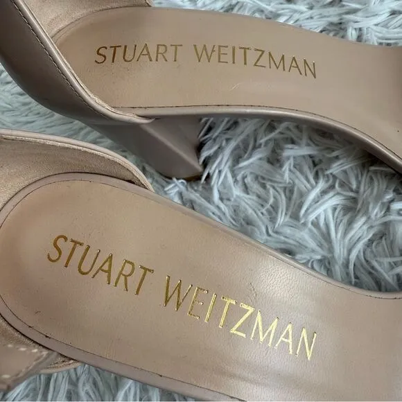 Stuart Weitzman Nearlynude 90mm Nude Strappy Leather Sandals Size 12