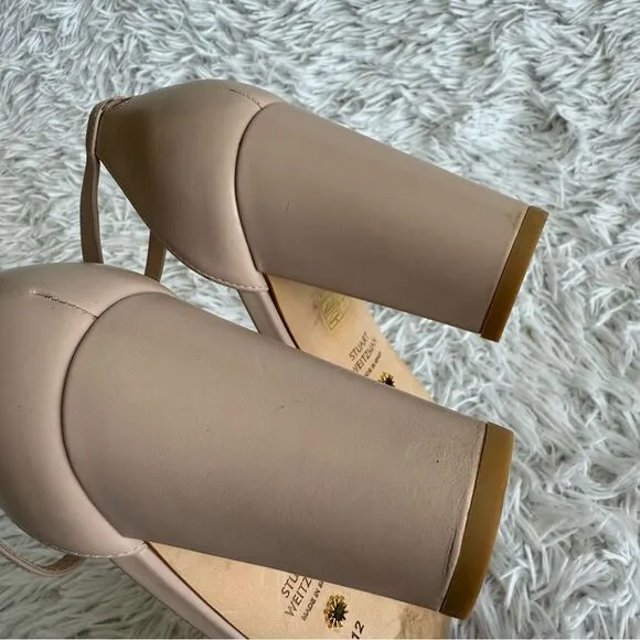 Stuart Weitzman Nearlynude 90mm Nude Strappy Leather Sandals Size 12