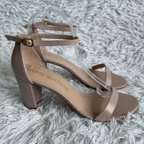 Stuart Weitzman Nearlynude 90mm Nude Strappy Leather Sandals Size 12