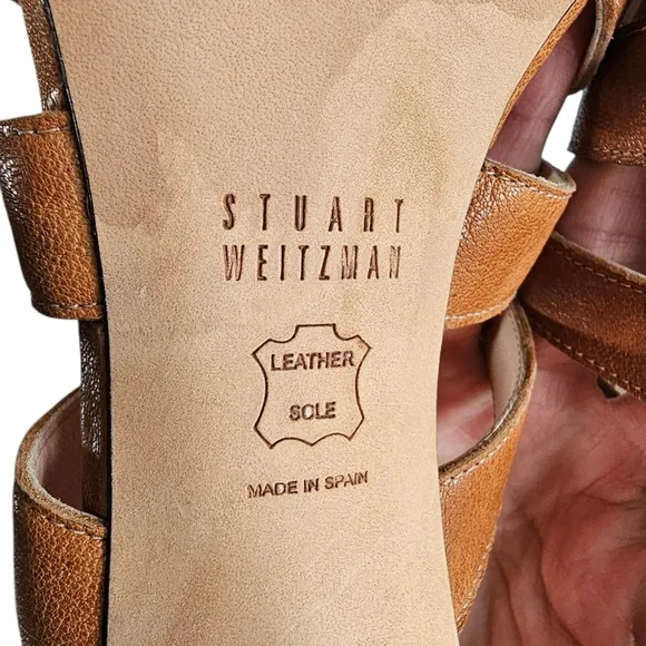 Stuart Weitzman Outing Caged Strappy Leather Heel 8