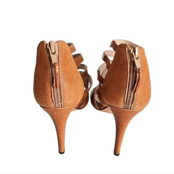 Stuart Weitzman Outing Caged Strappy Leather Heel 8