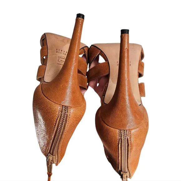 Stuart Weitzman Outing Caged Strappy Leather Heel 8