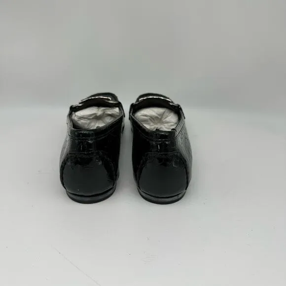 Stuart Weitzman Patent Leather Croc Embossed Wedge Buckle Loafer Shoes Women’s 4
