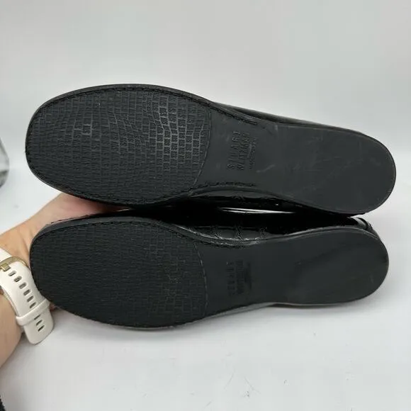 Stuart Weitzman Patent Leather Croc Embossed Wedge Buckle Loafer Shoes Women’s 4