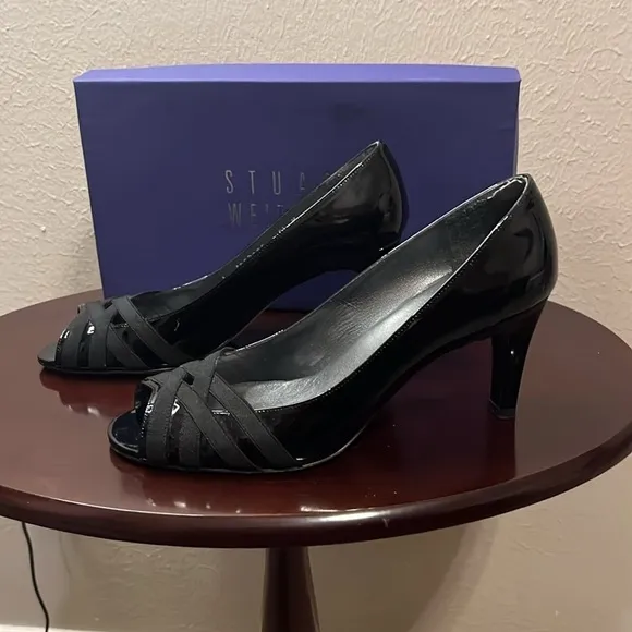 Stuart Weitzman Patent Leather Open Toe Shoes Size 8 1/2