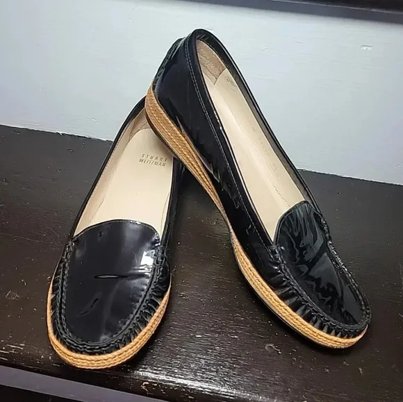 Stuart Weitzman Shoes 8.5 M Patent Leather Loafers Flats Slip On Quality Comfort