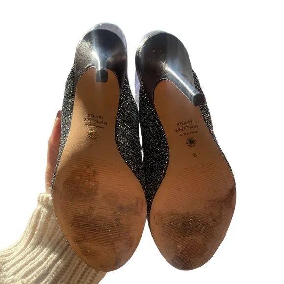 Stuart Weitzman silver slip on heels, starz, RARE style, size 6 whimsical