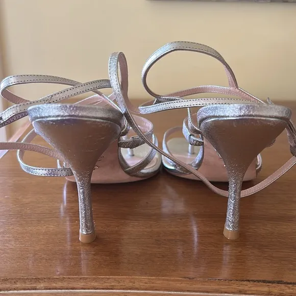Stuart Weitzman Silver Strappy Sandals, Size 7