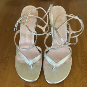 Stuart Weitzman Silver Strappy Sandals, Size 7