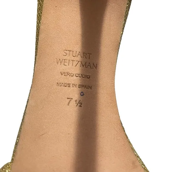 Stuart Weitzman Starla Gold Heel Sandals Size 7.5