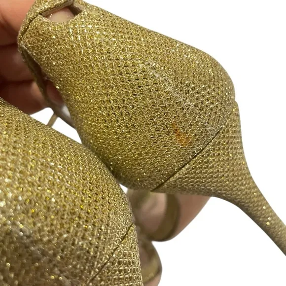 Stuart Weitzman Starla Gold Heel Sandals Size 7.5