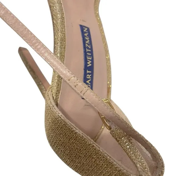 Stuart Weitzman Starla Gold Heel Sandals Size 7.5
