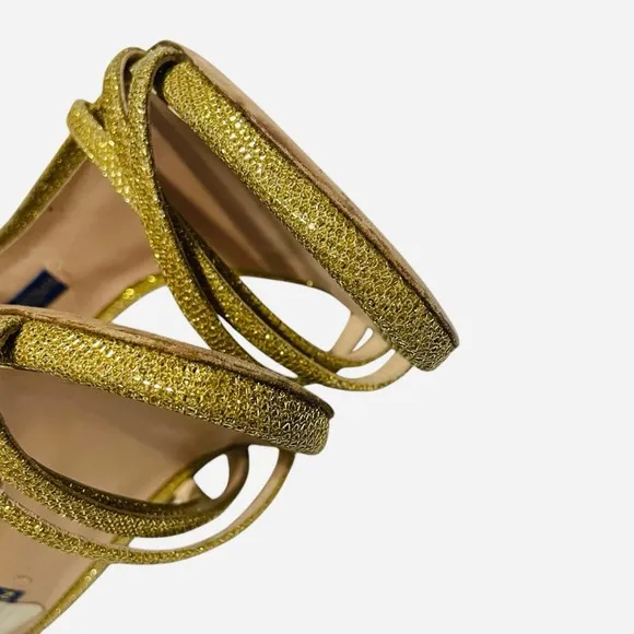 Stuart Weitzman Starla Gold Heel Sandals Size 7.5
