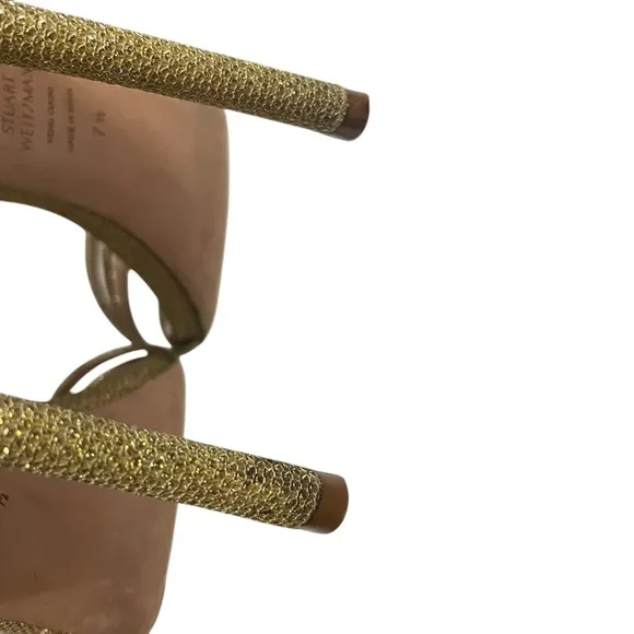 Stuart Weitzman Starla Gold Heel Sandals Size 7.5