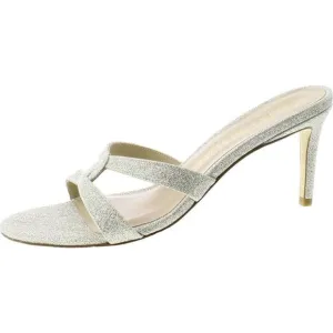 Stuart Weitzman Womens Soiree Sleek 75 Gold Leather Open Toe Heels Shoes New