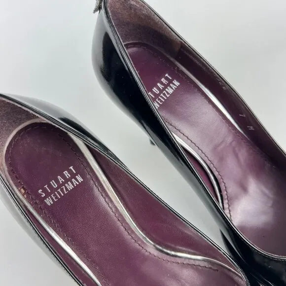 Stuart Weitzman Womens Stiletto Pumps Black Patent Leather Dress Heels size 7