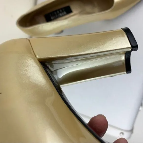 Stuart Weitzman Gold Patent Evening Pumps 10.5