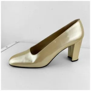 Stuart Weitzman Gold Patent Evening Pumps 10.5