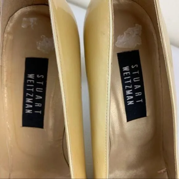Stuart Weitzman Gold Patent Evening Pumps 10.5